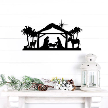 Nativity Scene Metal Wall Art | Christmas Sign | Holiday Decor | Religious Christmas Gift | Outdoor Metal Manger Sign | Mantel Shelf Sitter